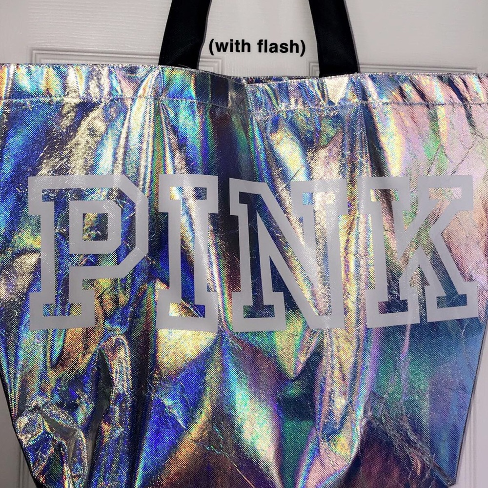 VS PINK | Large Holographic Reusable Shopping Bag